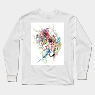 Seahorse, soft Coral Pink Gray artwork Long Sleeve T-Shirt